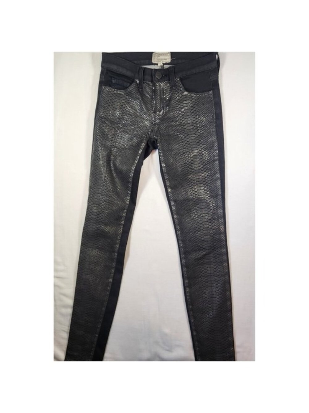 Current Elliott gunmetal the‎ Ankle Skinny Jeans Black Metallic Silver Snake 24